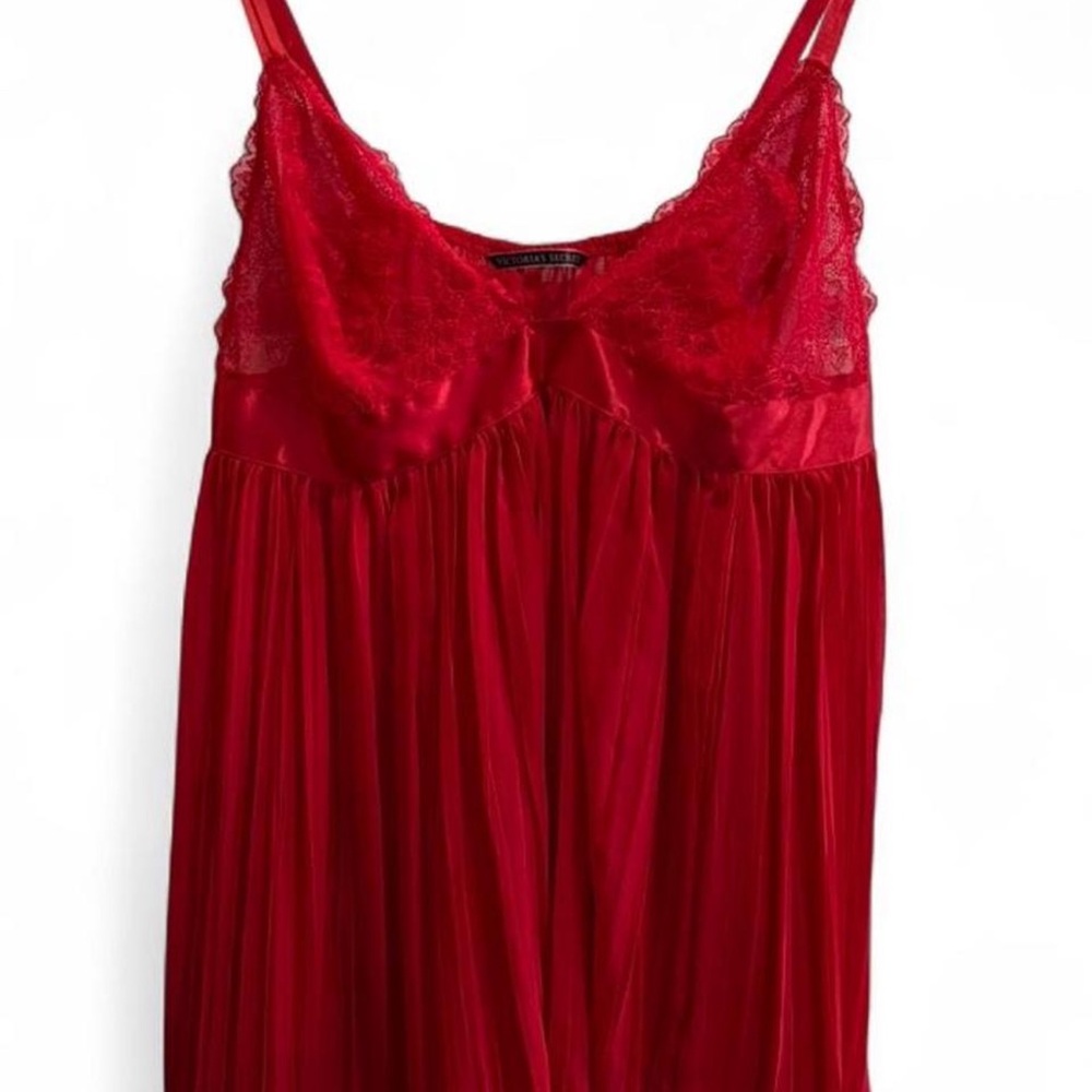 Victoria's Secret Red Silk & Lace Babydoll Dress